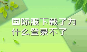 国际服下载了为什么登录不了