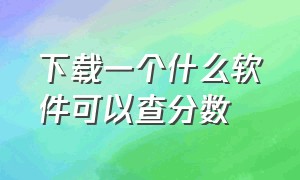 下载一个什么软件可以查分数