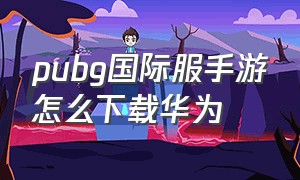 pubg国际服手游怎么下载华为