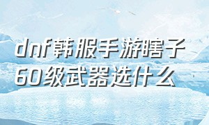 dnf韩服手游瞎子60级武器选什么