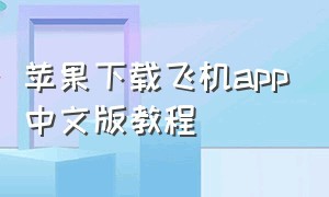 苹果下载飞机app中文版教程