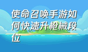 使命召唤手游如何快速升枪械段位