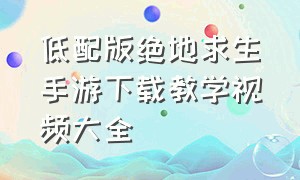 低配版绝地求生手游下载教学视频大全