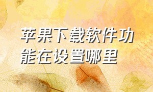 苹果下载软件功能在设置哪里（苹果下载软件需要密码怎么设置）