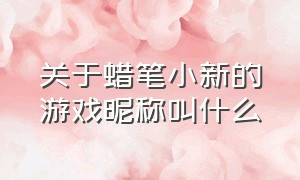 关于蜡笔小新的游戏昵称叫什么（蜡笔小新游戏名称简短好听）