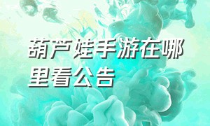 葫芦娃手游在哪里看公告