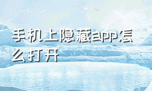 手机上隐藏app怎么打开