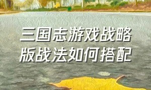 三国志游戏战略版战法如何搭配（三国志游戏战略版战法如何搭配武将）