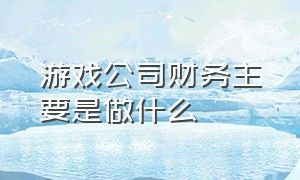 游戏公司财务主要是做什么（游戏公司出纳人员具体什么工作）