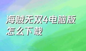 海贼无双4电脑版怎么下载