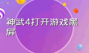 神武4打开游戏黑屏