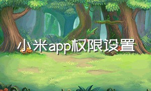 小米app权限设置