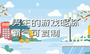 男生的游戏昵称霸气可复制