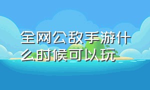 全网公敌手游什么时候可以玩