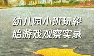 幼儿园小班玩轮胎游戏观察实录