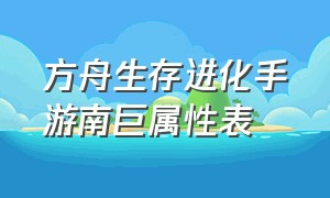 方舟生存进化手游南巨属性表