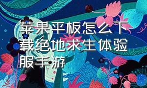 苹果平板怎么下载绝地求生体验服手游