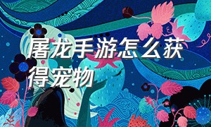 屠龙手游怎么获得宠物