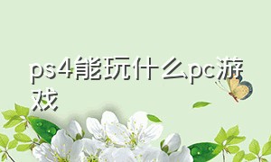 ps4能玩什么pc游戏（ps4哪些游戏可以pc玩）