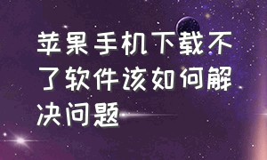 苹果手机下载不了软件该如何解决问题（苹果手机软件无法下载怎样解决）