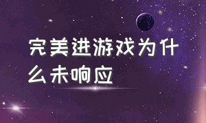 完美进游戏为什么未响应（完美一直进不去游戏）