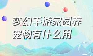 梦幻手游家园养宠物有什么用