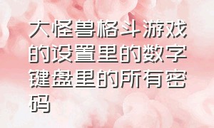 大怪兽格斗游戏的设置里的数字键盘里的所有密码（大怪兽格斗dx全人物满级密码）