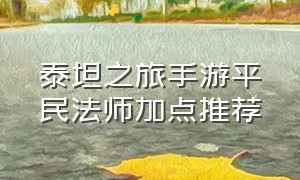 泰坦之旅手游平民法师加点推荐