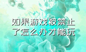 如果游戏被禁止了怎么办才能玩