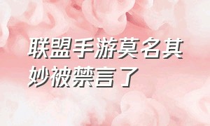 联盟手游莫名其妙被禁言了（联盟手游莫名其妙被禁言了怎么回事）