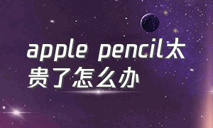 apple pencil太贵了怎么办