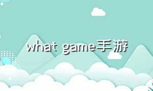 what game手游