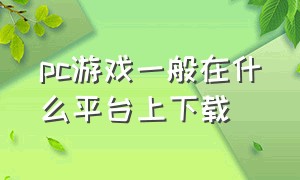 pc游戏一般在什么平台上下载