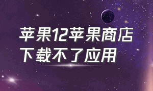 苹果12苹果商店下载不了应用