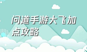 问道手游大飞加点攻略（问道手游大飞可以重新加点吗）