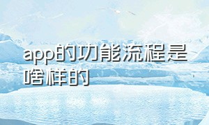 app的功能流程是啥样的