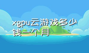 xgpu云游戏多少钱一个月