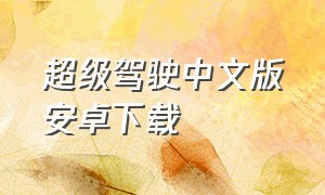 超级驾驶中文版安卓下载