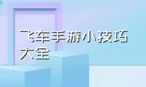 飞车手游小技巧大全