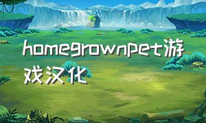 homegrownpet游戏汉化