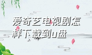 爱奇艺电视剧怎样下载到u盘