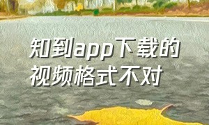 知到app下载的视频格式不对