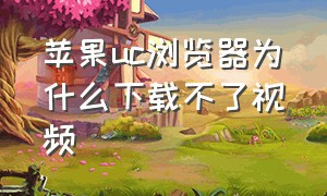 苹果uc浏览器为什么下载不了视频