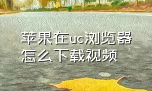 苹果在uc浏览器怎么下载视频