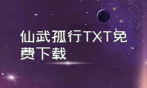 仙武孤行TXT免费下载