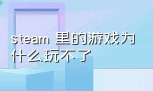 steam 里的游戏为什么玩不了