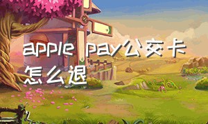 apple pay公交卡怎么退（apple pay公交卡怎么退押金）