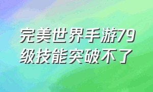 完美世界手游79级技能突破不了