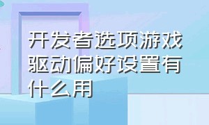 开发者选项游戏驱动偏好设置有什么用