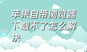 苹果自带浏览器下载不了怎么解决